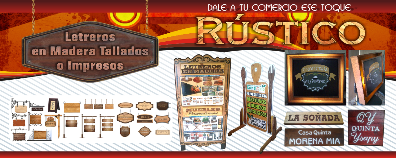 Letrero, Madera, Rustico, colonial, publicidad en madera