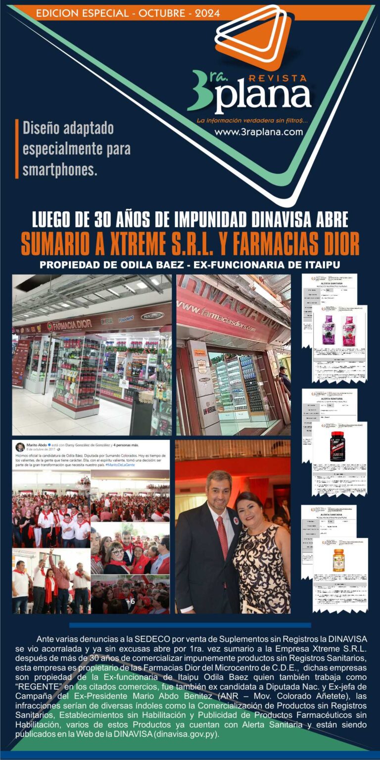 Revista 3ra. Plana, Noticias de Paraguay, Distribuidora Xtreme s.r.l., Odila Baez,